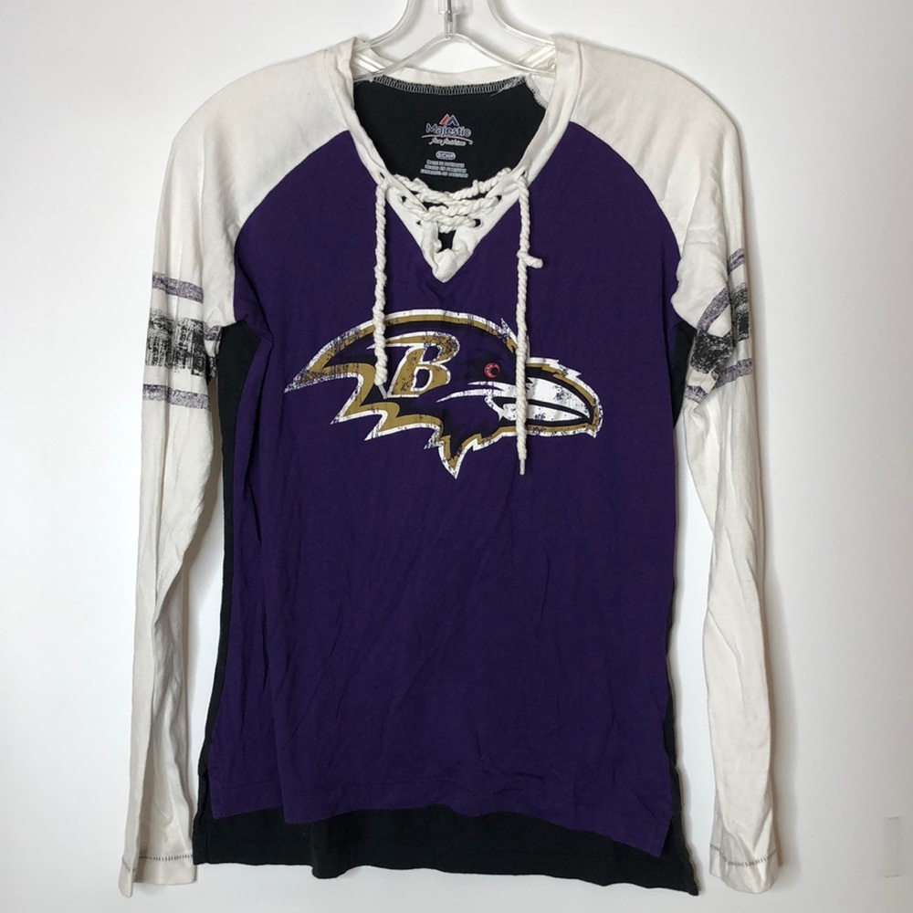 Baltimore Ravens Majestic Long Sleeve Top Womans NHL Football S SMALL